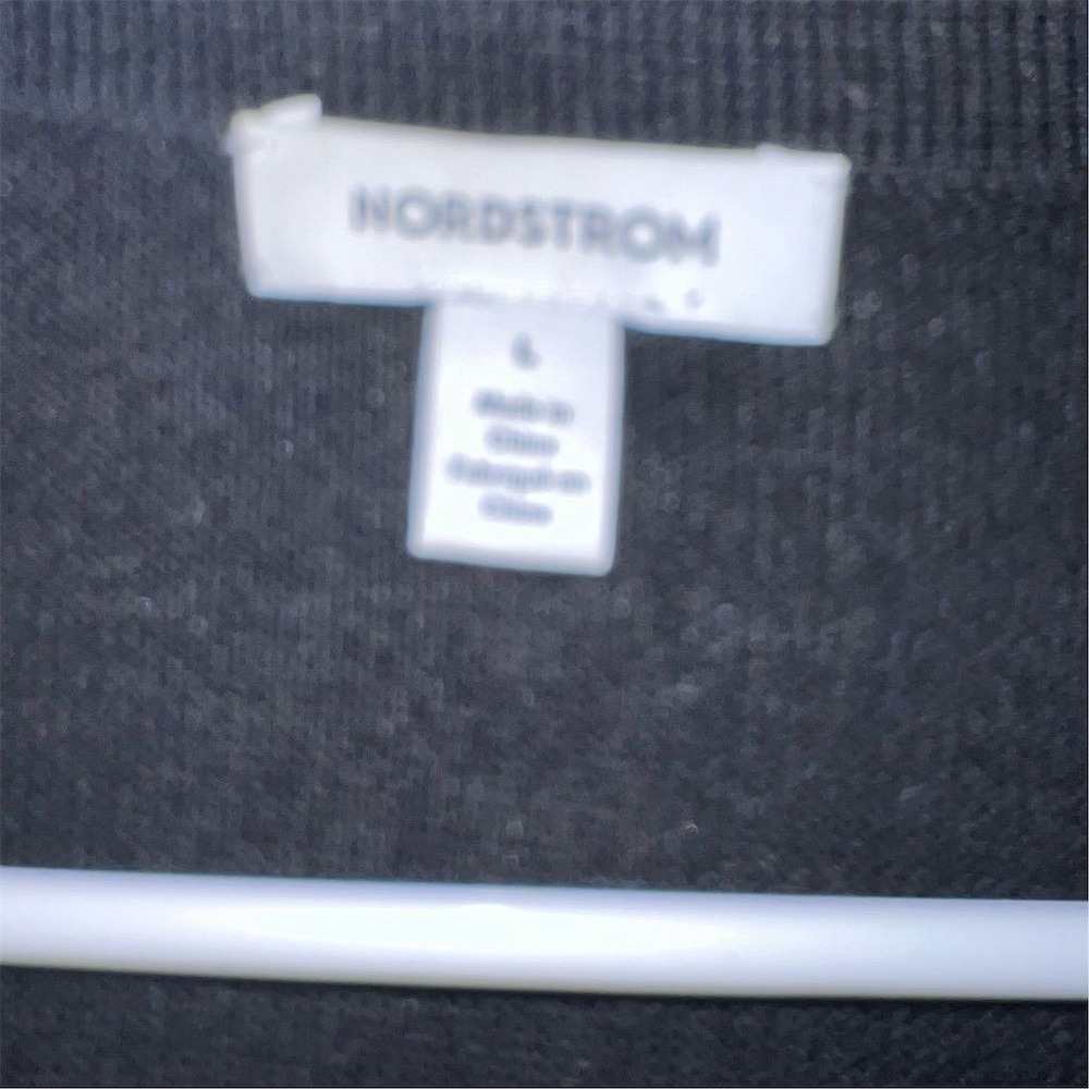 Nordstrom Black Merino Wool Blend Open Front Longline Cardigan Sweater Large - Picture 2 of 6